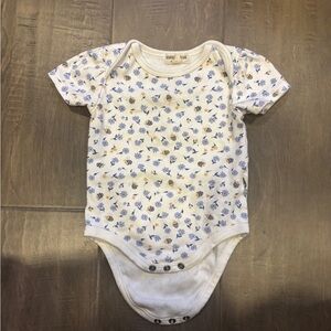 10 for $10 Baby Floral & Bee Short Sleeve Onesie - White/Blue/Yellow